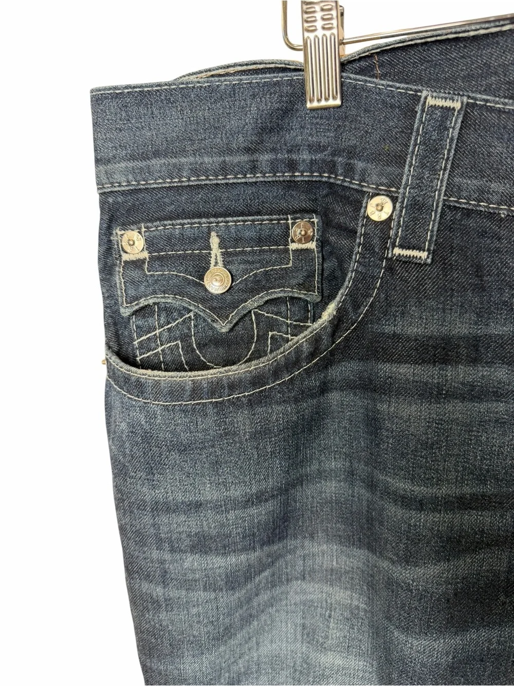 NWT True Religion Rocco Skinny Flap Natural SN Dark Wash Jeans Y2K Street 38